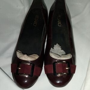 Pesaro Women's Dark Red Flats with Buckle